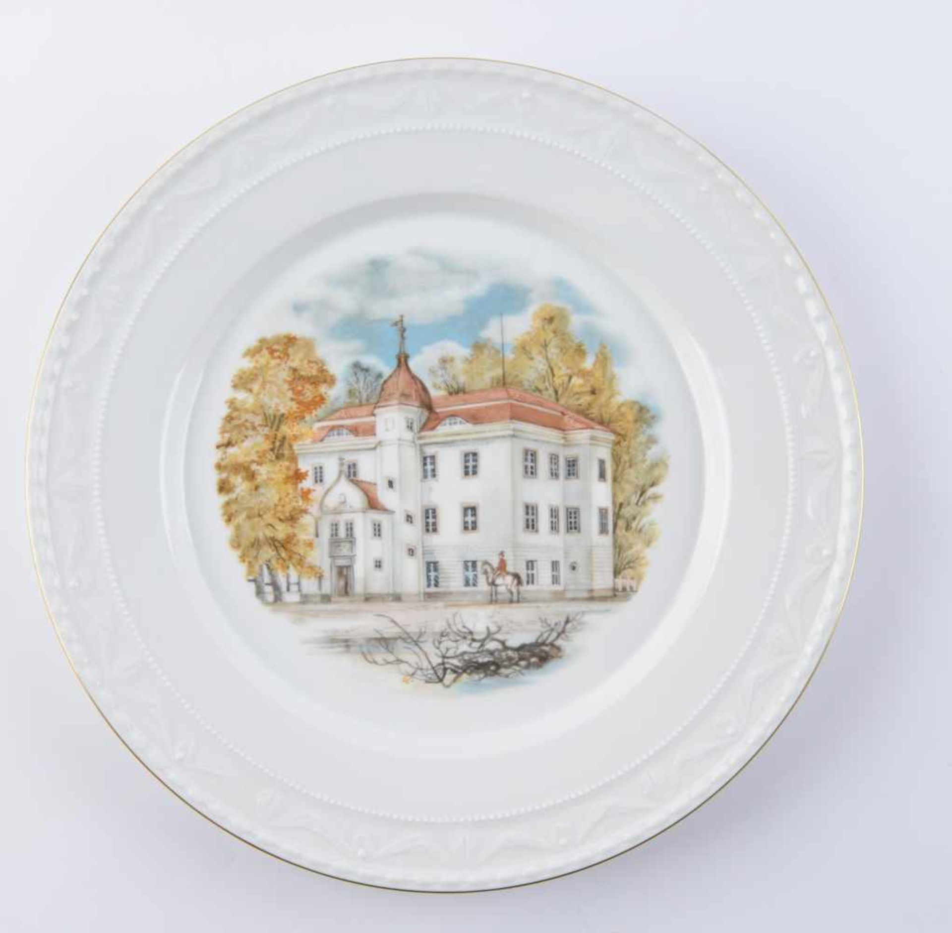 3 Andenkenteller KPMDekor Kurland, blaue Zeptermarke, Ø je ca. 26 cm3 souvenir plates KPMdecor - Image 3 of 5