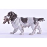 Jagdhund Bing & Gröndahl Kopenhagenfarbig staffiert, Bodenmarke, H: 14 cm, B: 25 cmHunting dog