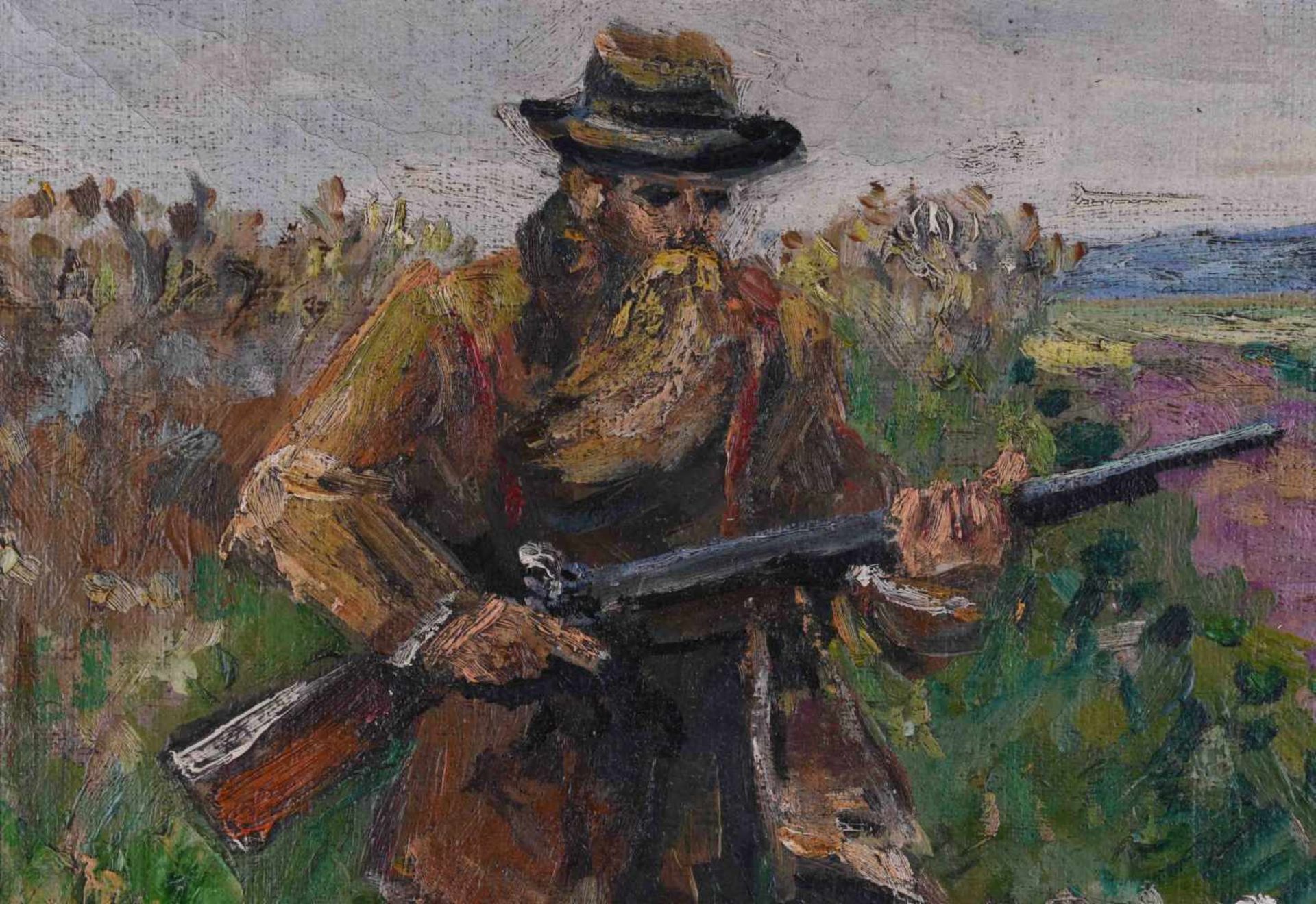 Russischer Künstler des 19. / 20. Jhd."auf der Jagd"Gemälde Öl/Leinwand-Karton, Sichtmaß 39 cm x - Image 3 of 7