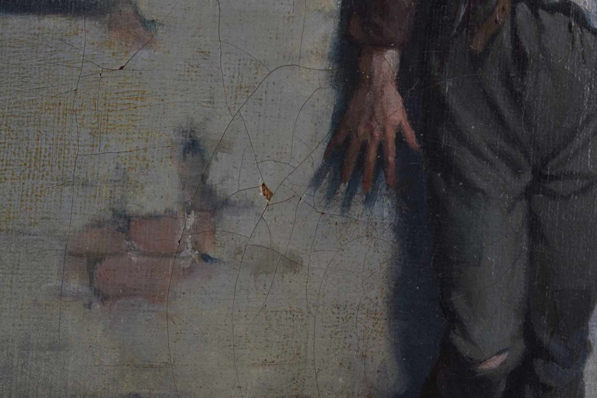 Mauthauser wohl Tschesischer Künstler des 19. Jhd."Auf der Hut"Gemälde Öl/Leinwand, 26,5 cm x 21,5 - Bild 3 aus 7