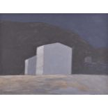 Hermann BACHMANN (1922-1995)"Häusergiebel"Gemälde Öl/Karton, 25 cm x 32,5 cm,rechts unten signiert