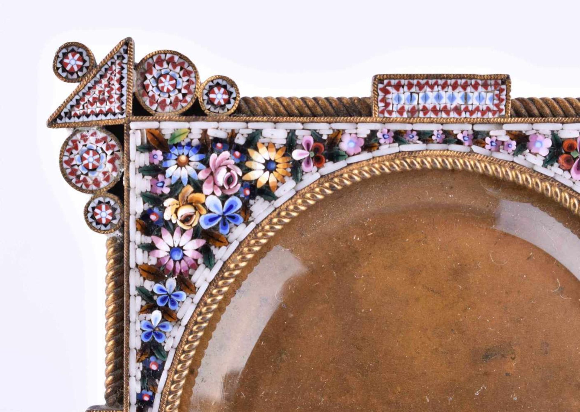 Mikro-Mosaik Bilderrahmen um 1860mit original Glasscheibe, 9,5 cm x 8,2 cmMicro-mosaic picture frame - Bild 3 aus 4