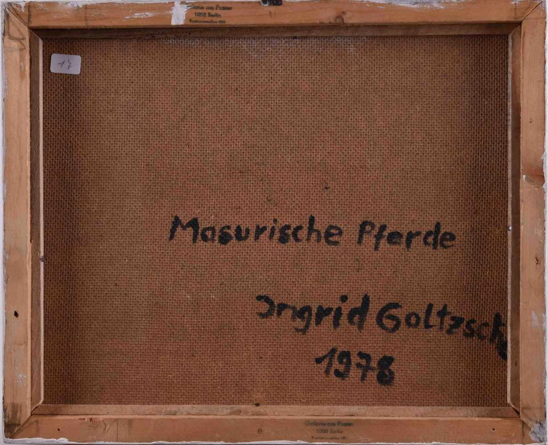Ingrid GOLTZSCHE-SCHWARZ (1936-1992)"Masurische Pferde"Gemälde Öl/Hartfaser, 24,5 cm x 30,5 cm,verso - Bild 6 aus 6