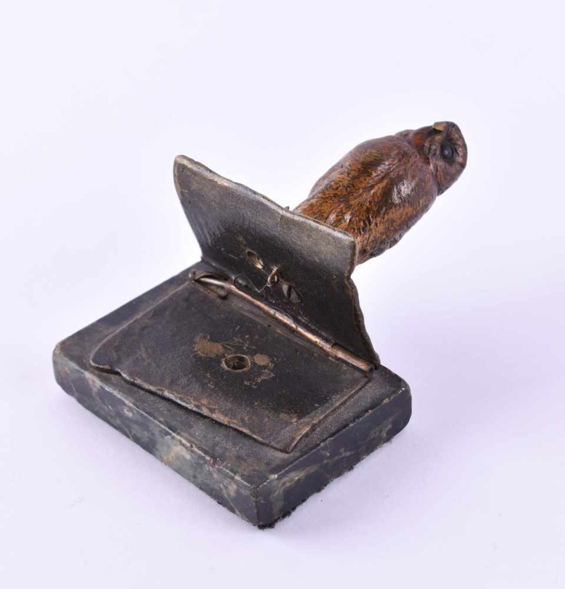 Wiener BronzeBronze, Eule, Klingelknopf, ohne Sockel 4,6 cm x 4,7 cm x 2,8 cmViennese - Bild 3 aus 4