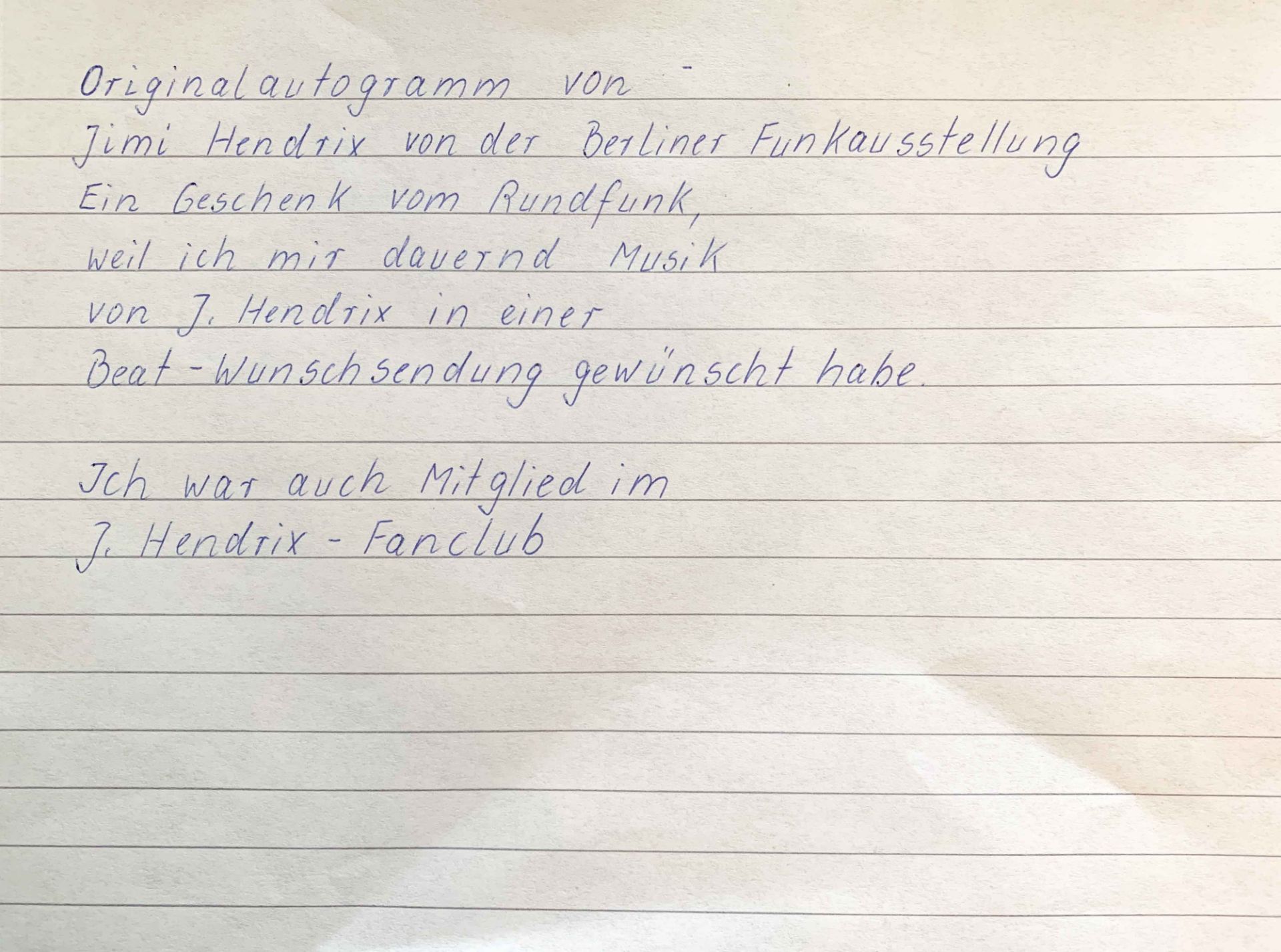 Liebesbrief mit Autogramm Jimi HendrixAnlässlich der Berliner Funkausstellung vom 1967 erhielt - Bild 4 aus 4