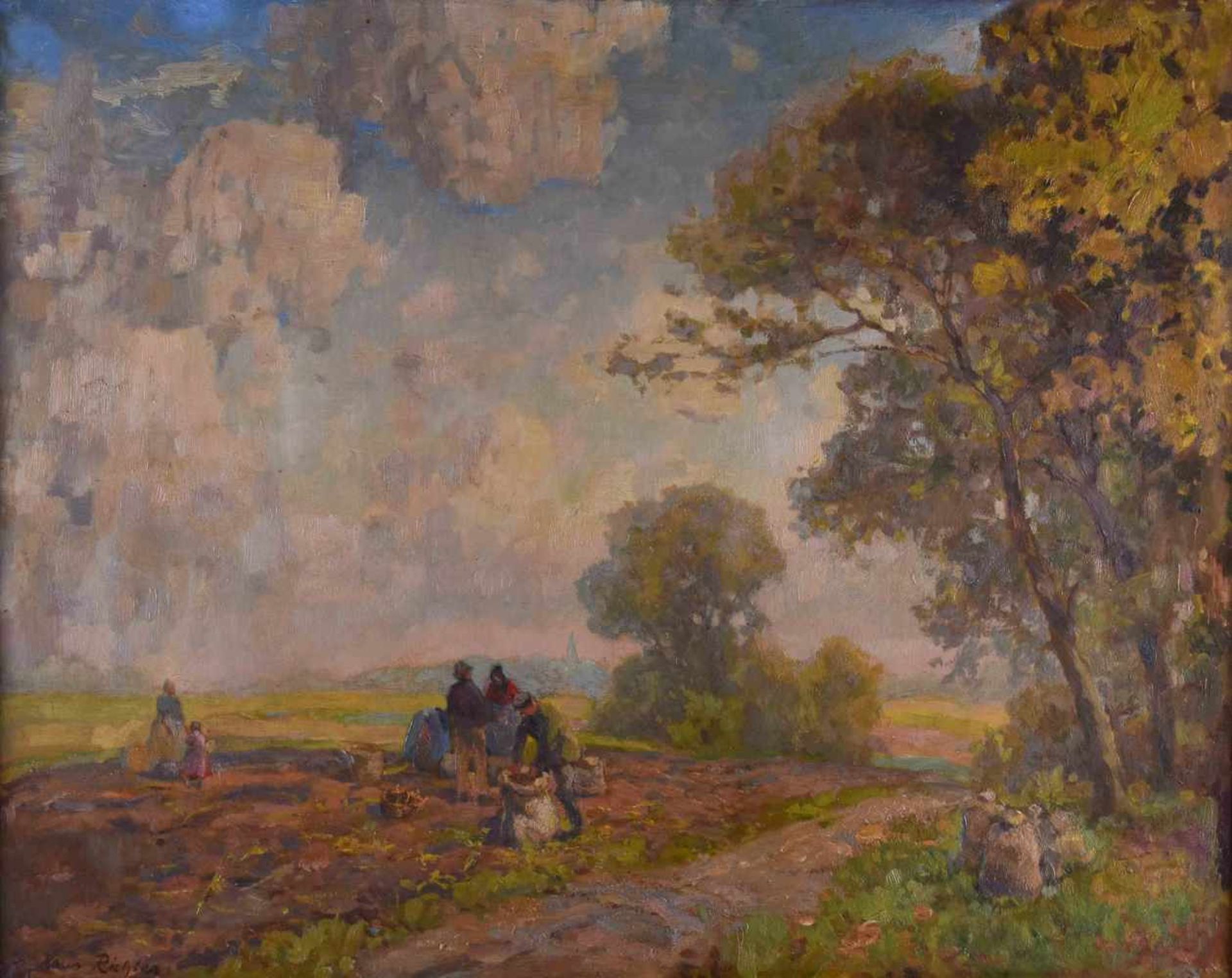 Hans RICHTER 20. Jhd."Bei der Feldarbeit"Gemälde Öl/Leinwand 65 cm x 80 cm,links unten