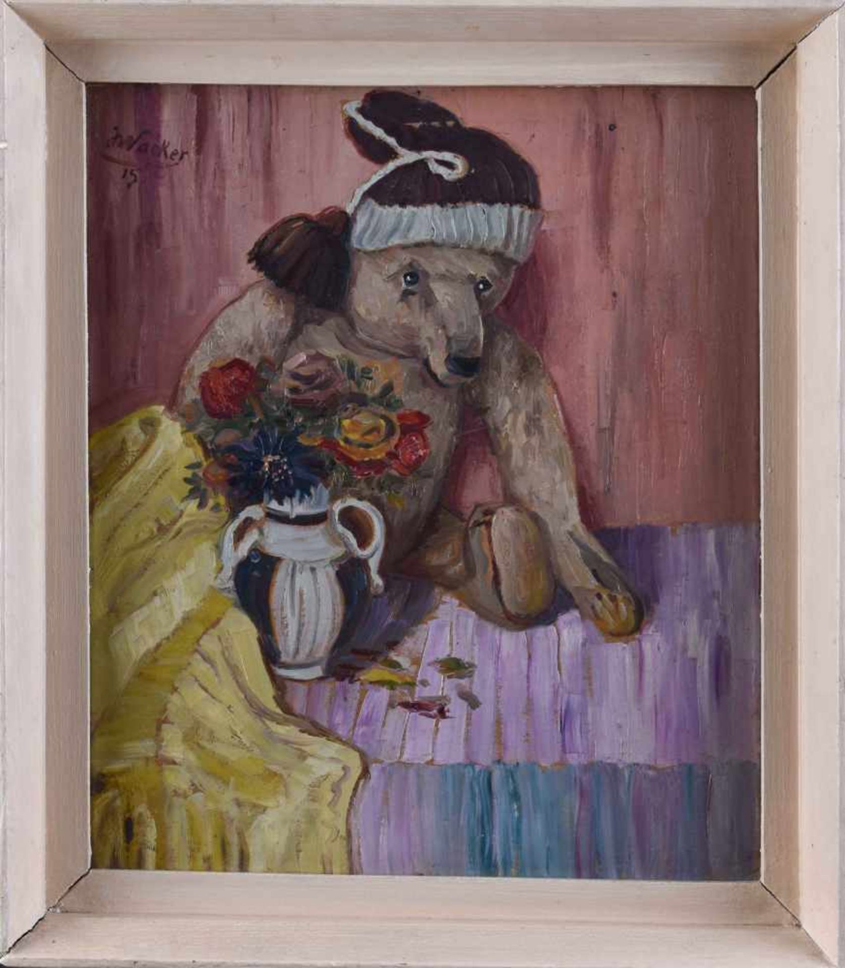 Hans WACKER-ELSEN (1868-1958)"Teddy's Blumenkorso"Gemälde Öl/Karton, 40 cm x 34 cm, mit Rahmen 47, - Image 2 of 6