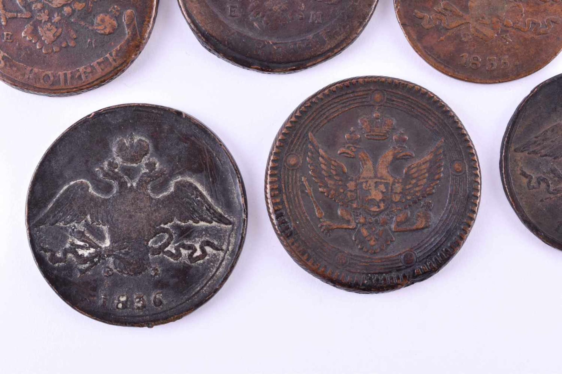 Konvolut Münzen Rußland 18./19. Jhd.10 Stück, dabei: 3 x 10 Kopeken (1763, 1766 und 1836), 4 x 5 - Bild 4 aus 5