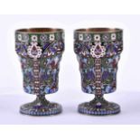 2 Cloisonne Becher RusslandSilber 84 Zolotnik, kyrillische Meisterpunze GK, innen vergoldet, H: