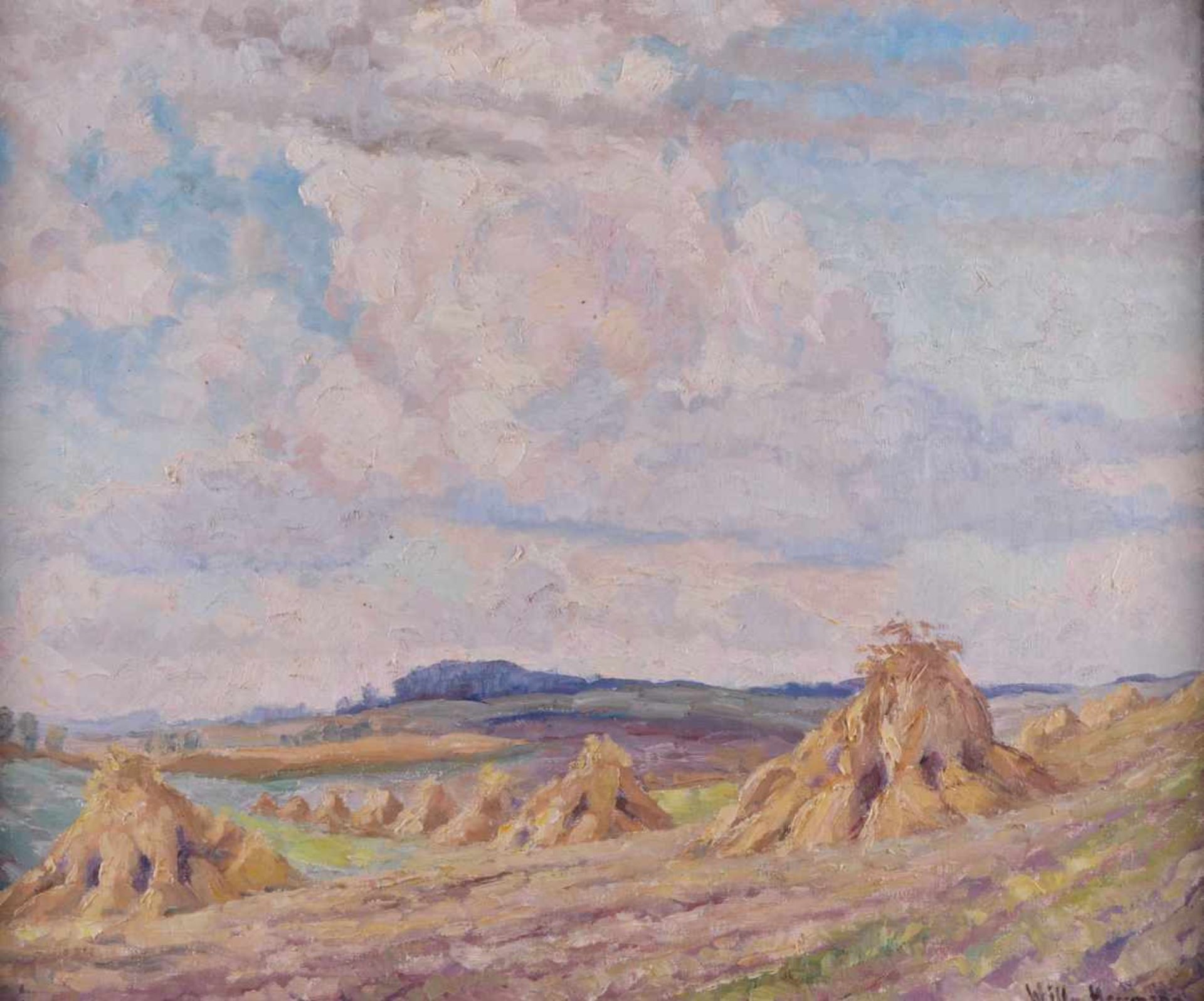 Willy HERRMANN (1895-1963)"Heuhaufen"Gemälde Öl/Leinwand, 50,5 cm x 60,5 cm,rechts unten