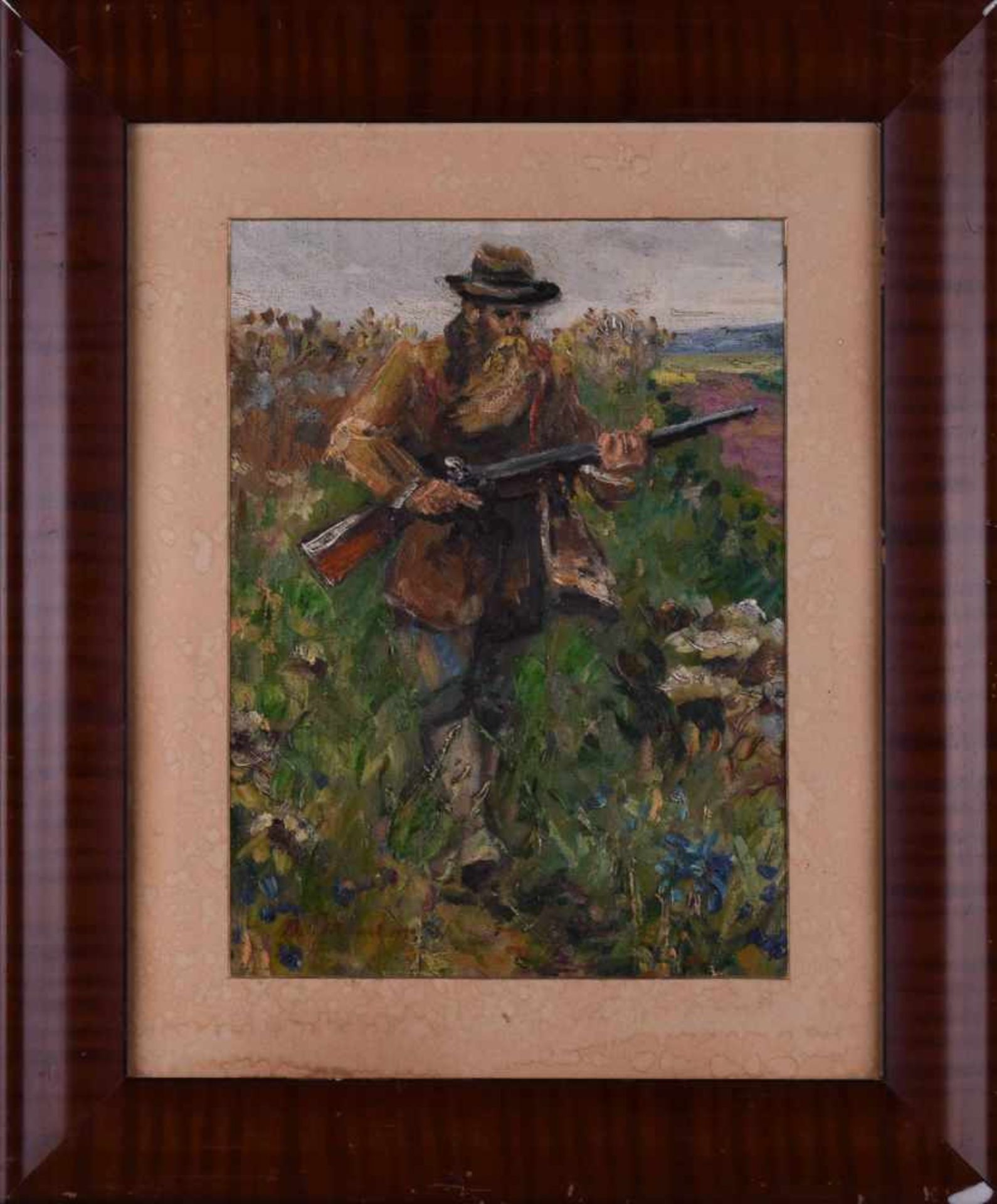 Russischer Künstler des 19. / 20. Jhd."auf der Jagd"Gemälde Öl/Leinwand-Karton, Sichtmaß 39 cm x - Image 2 of 7