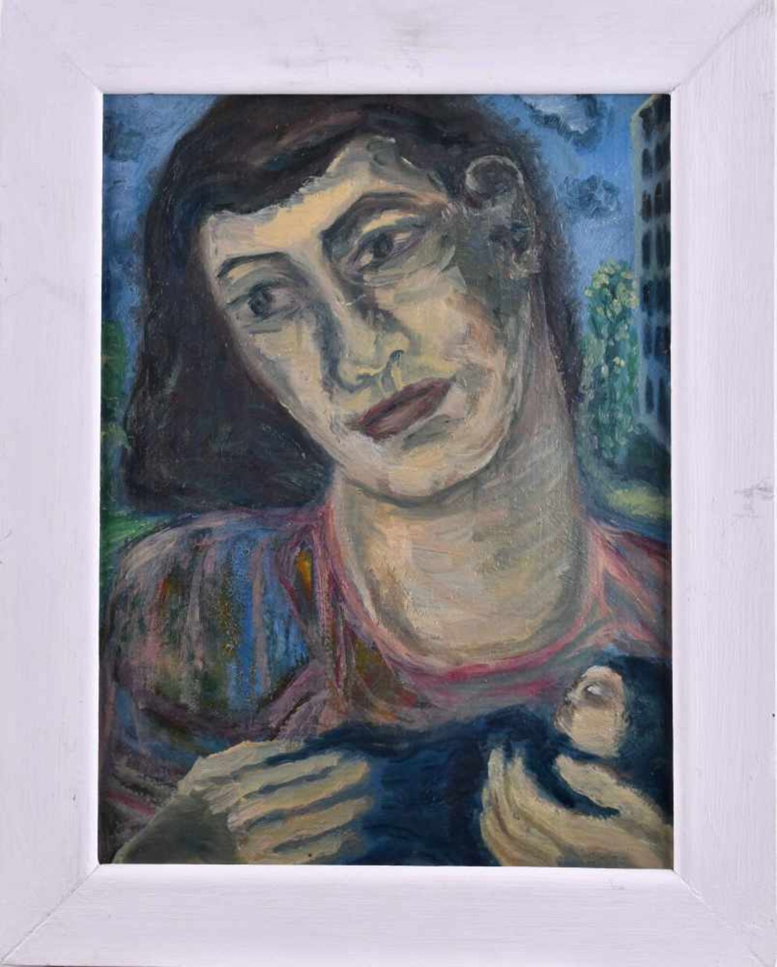 Ingrid GOLTZSCHE-SCHWARZ (1936-1992)"Mutter mit Kind"Gemälde Öl/Hartfaser, 39 cm x 30cm,verso - Bild 2 aus 7