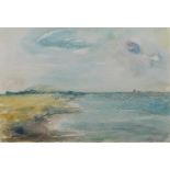 Carl HINRICHS (1903-1990)"Küstenlandschaft"Zeichnung-Aquarell auf dünnem Karton, 16,5 cm 24 cm,