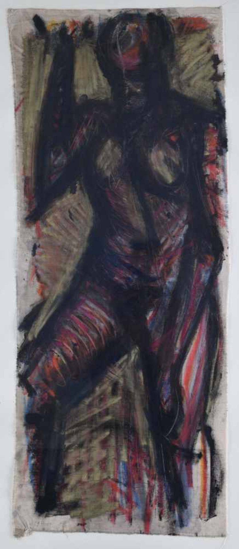 Lothar BÖHME (1938)"Stehender weiblicher Akt" Gemälde Öl/Leinwand, 85 cm x 34,5 cm, links unten
