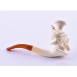 Meerschaumpfeife 19. Jhd.Kopf sehr fein beschnitzt, Kaiser Wilhelm der I. mit Pickelhaube, im