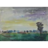 Carl HINRICHS (1903-1990)"Mecklenburgische Landschaft"Zeichnung-Aquarell auf dünnem Karton, 16,5