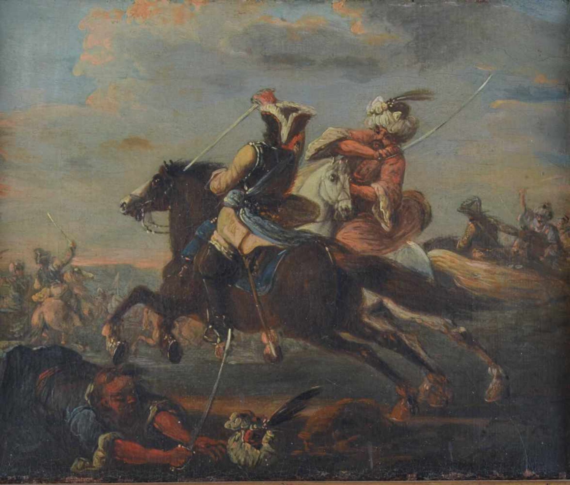 Jacques COURTOIS (attrib.) (1621-1676)"Pendants-Schlachtenszenen"2 Gemälde Öl/Leinwand ( - Image 2 of 7