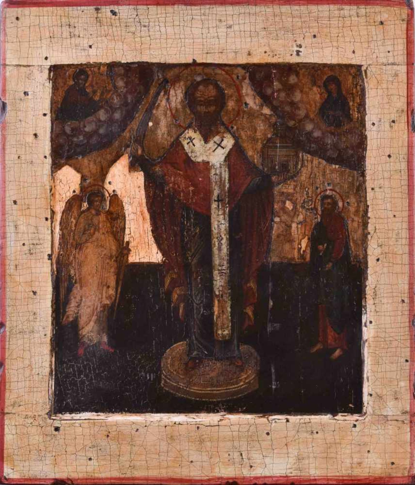 Ikone Russland um 1700"Heiliger Nikolaus von Mozhaisk", Tempera auf Holz, 35,2 cm x 30 cmIcon Russia