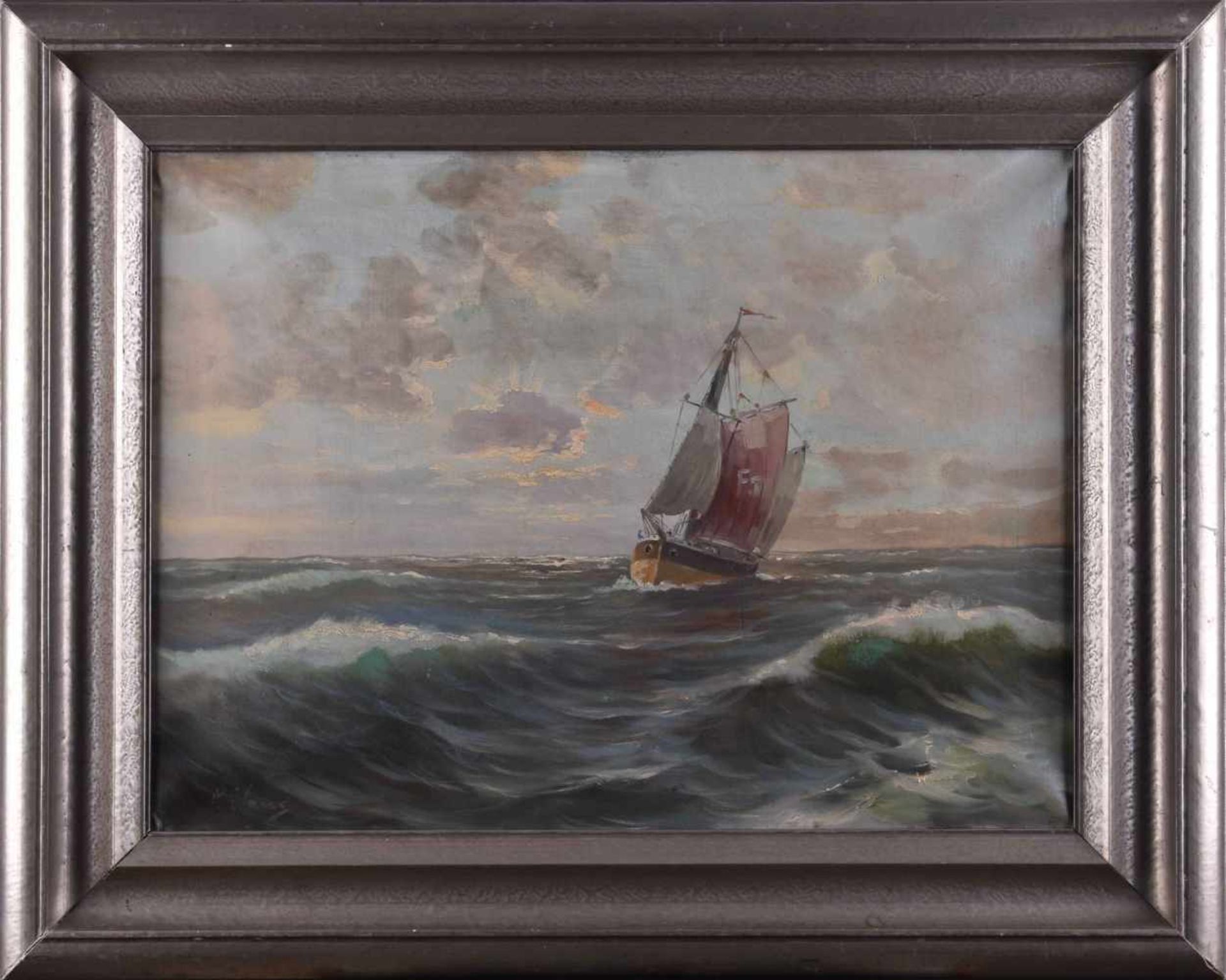 Künstler des 19. / 20. Jhd."Segelboot auf hoher See"Gemälde Öl/Leinwand, 44,5 cm x 59,5 cm, mit - Image 2 of 7