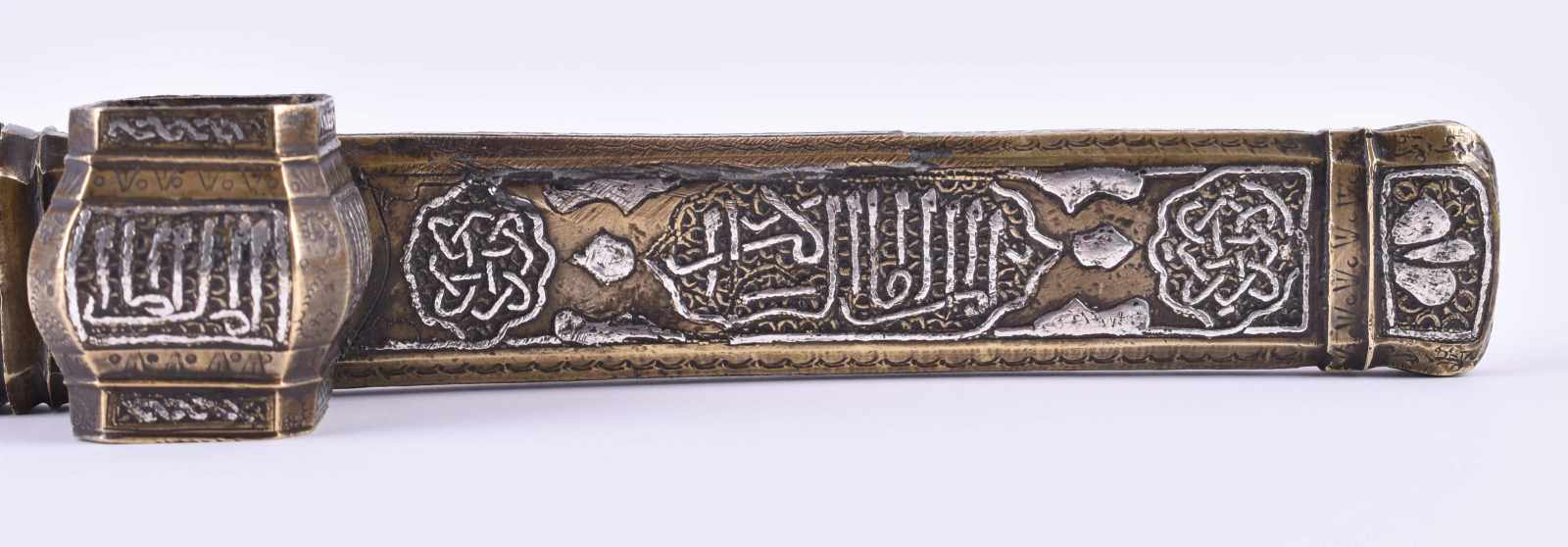 Reise-Schreibzeug, Islamik Penbox um 1900Bronze mit Silberinlet, L: 22 cmTravel writing utensils, - Image 2 of 5