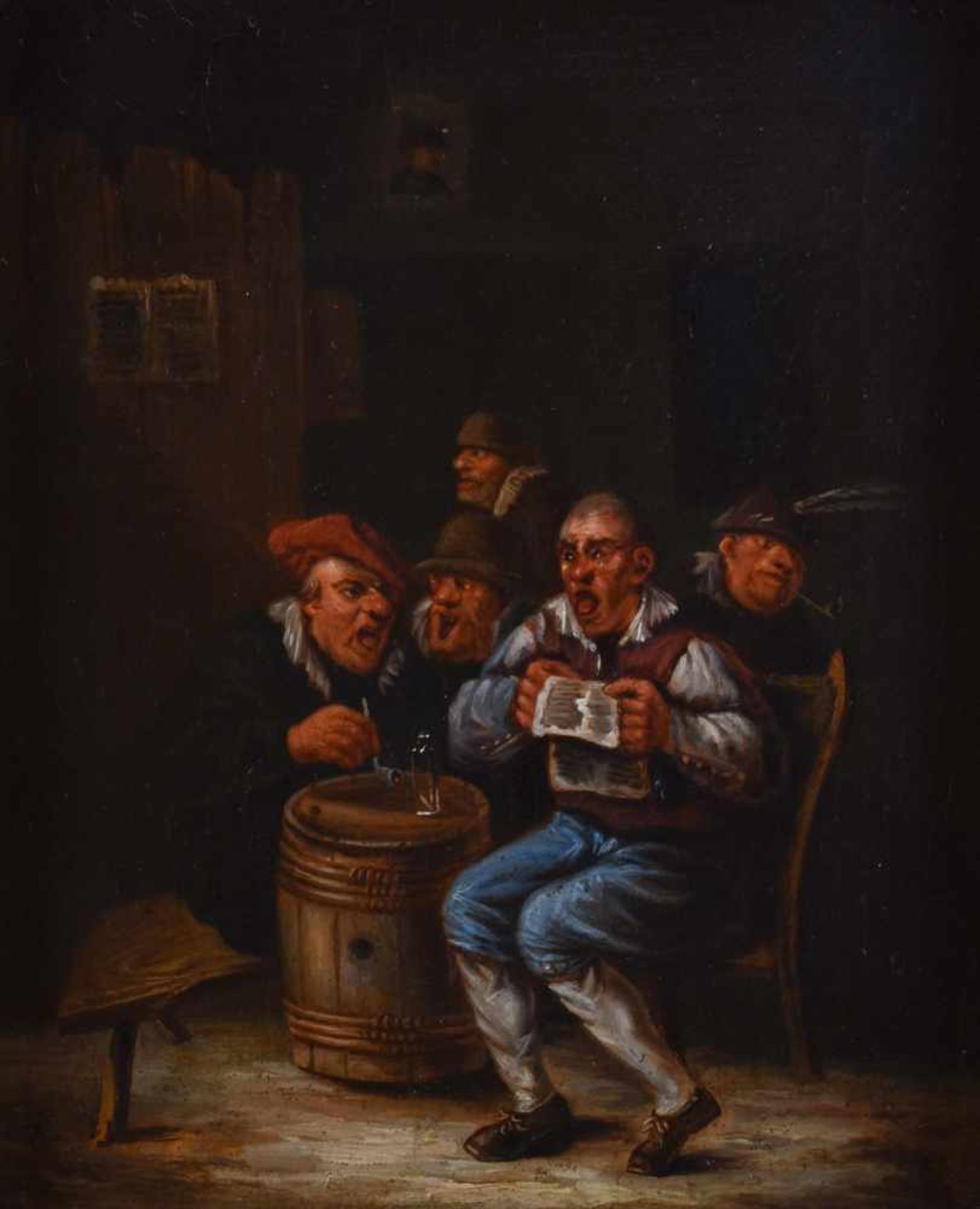 Anonymer Künstler um 1800"Wirtshausszene"Gemälde Öl/Leinwand, 33,3 cm x 27 cmAnonymous artist around