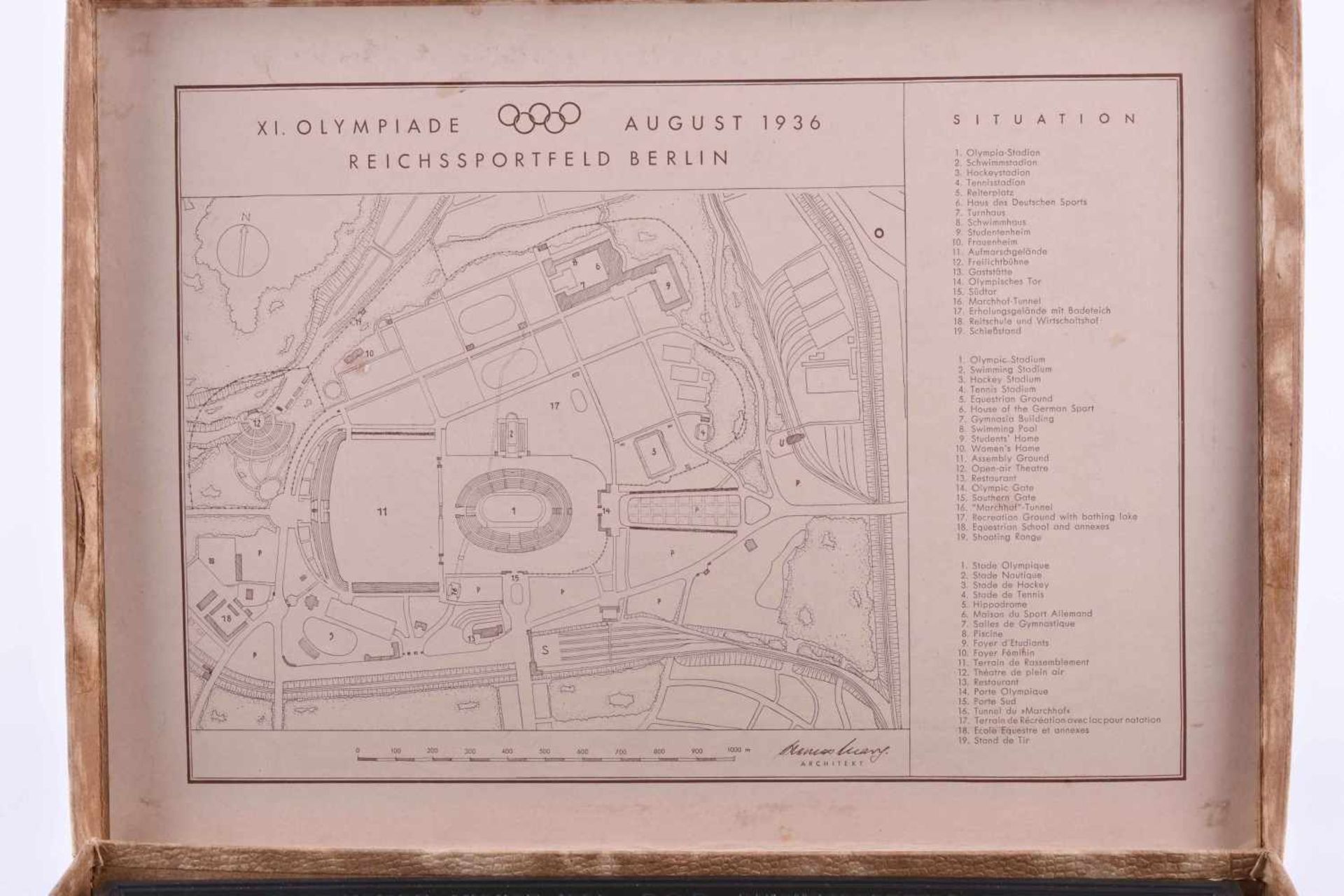 Reichssportfeld Olympia 1936Bakelit, unbeschädigt, in original Verpackung, 21,5 cm x 28,5 cmReich - Bild 2 aus 4
