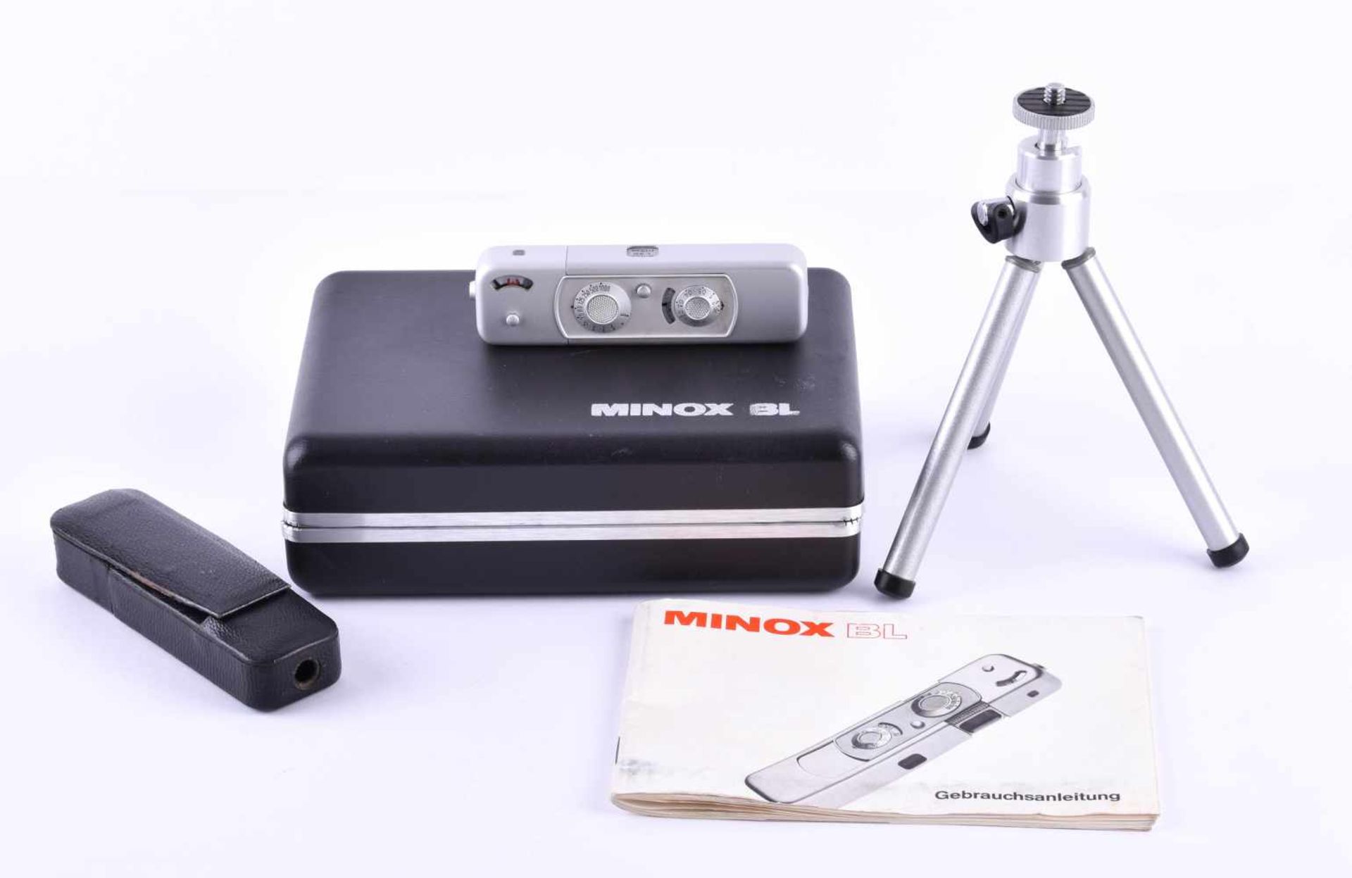 Minox BL um 1970im original Lederetui, mit Gebrauchsanleitung, Box und Stativ von HamaMinox BL