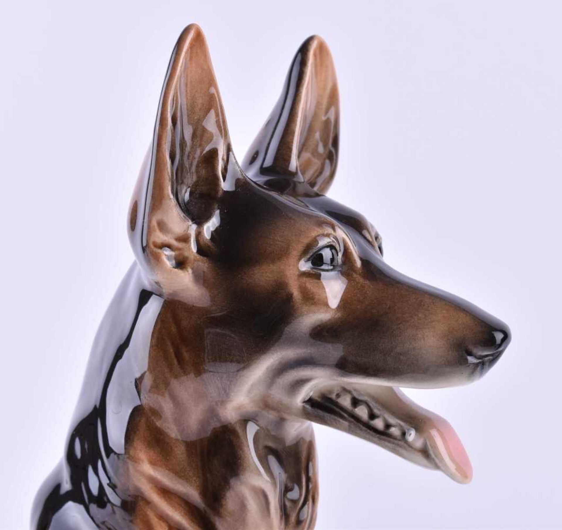 Schäferhund Goebelfarbig staffiert gemarkt, H: 27,5 cmGerman shepherd Goebelcolored painted - Bild 4 aus 4