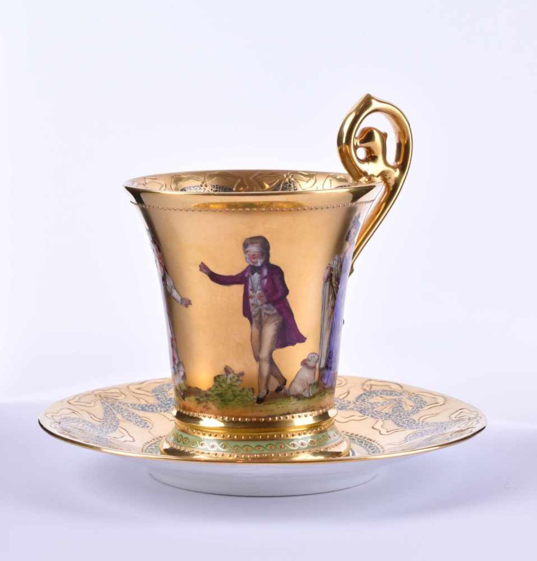 Biedermeier Tasse Thüringenreich goldstaffiertBiedermeier mug Thuringiarichly gold staffed