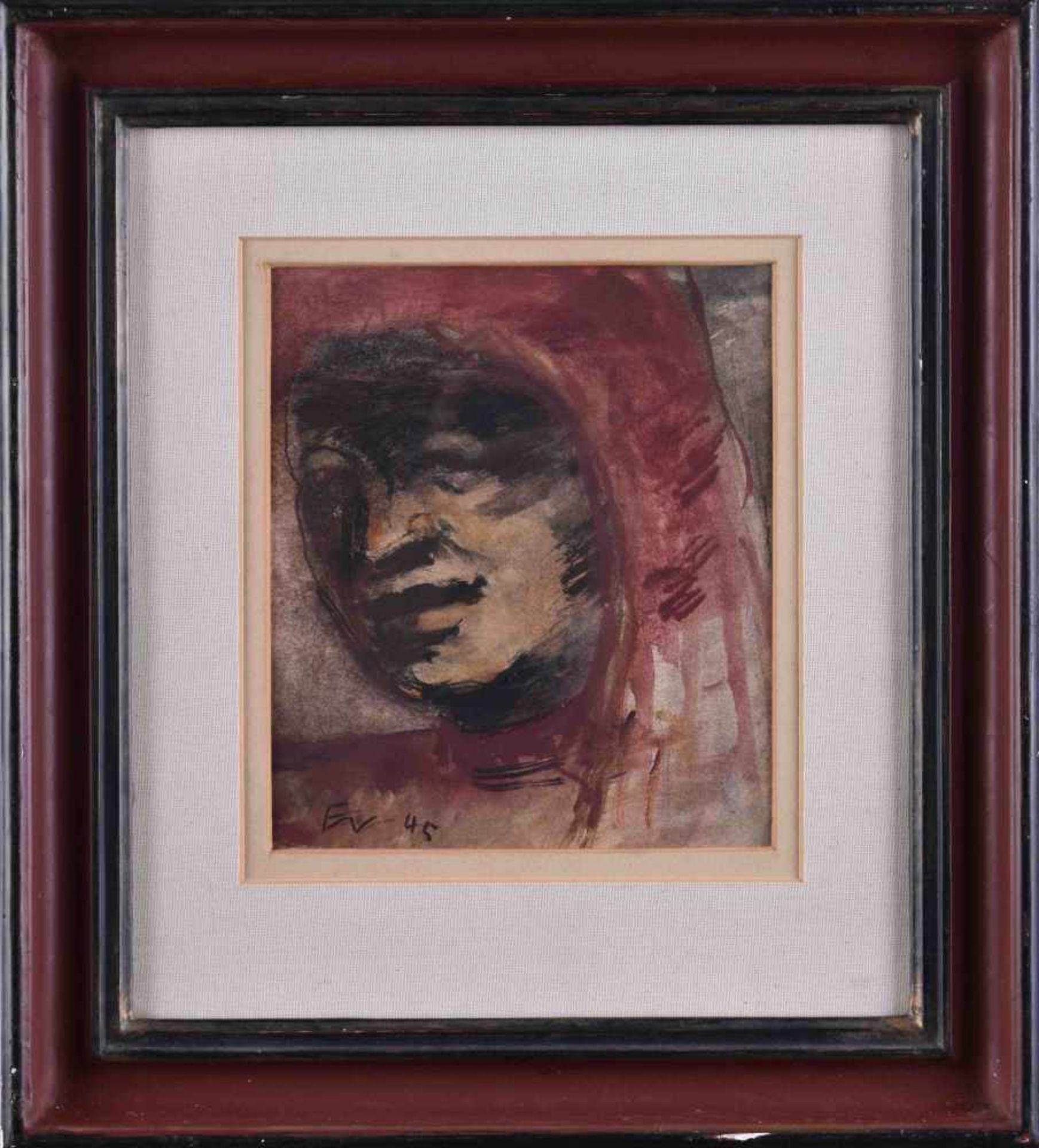 Eva SCHWIMMER (1901-1986)"Frauenportrait"Zeichnung-Aquarell, Sichtmaß 27 cm x 31 cm,links unten - Bild 2 aus 6