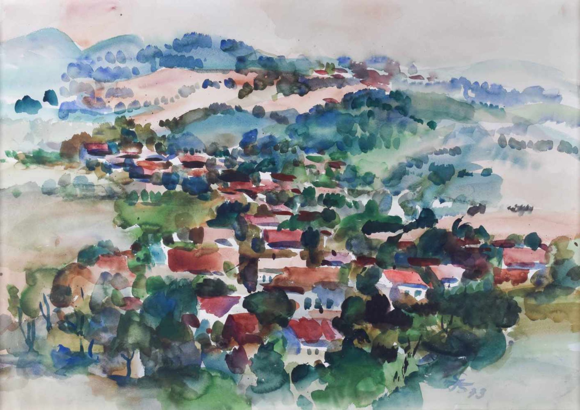 Gerhard STENGEL (1915-2001)"Ahrenshoop"Zeichnung-Aquarell, 70 cm x 100 cm,rechts unten monogrammiert