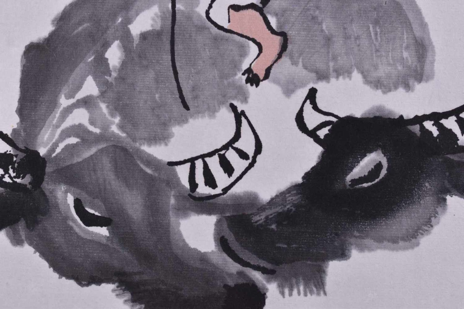 LI KERAN (1907-1989)"Boy with Water Buffalos, XX"Grafik-Farbholzschnitt, 31,3 cm x 42,2 cm,links - Image 2 of 4