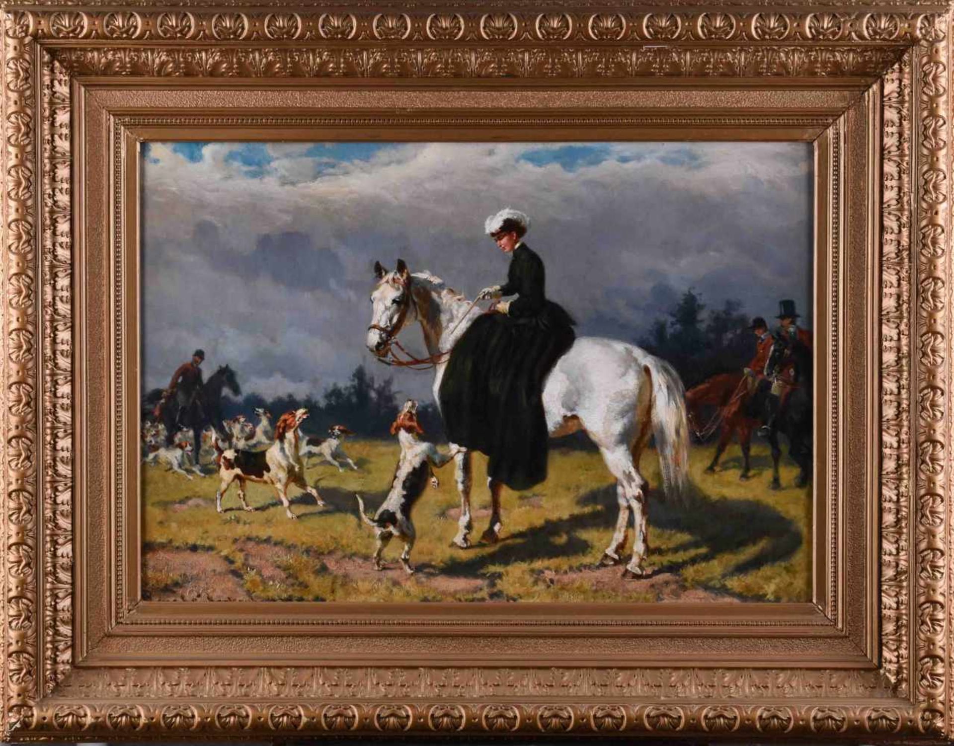 Wilhelm EMELE (1830-1905)"Kaiserin Sissi bei der Jagd"Gemälde Öl/Leinwand, 43 cm x 62 cm, im - Bild 2 aus 7