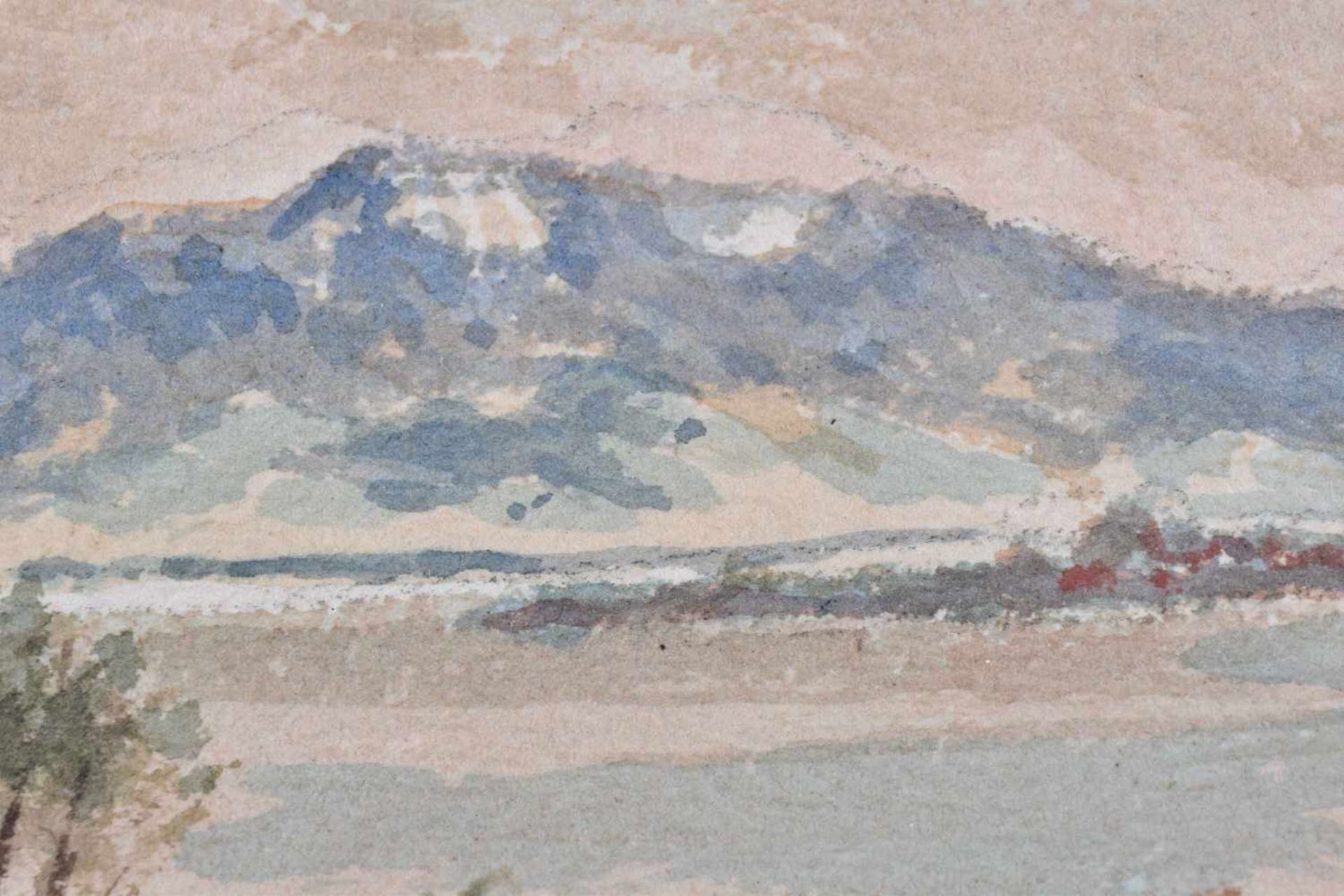 Kreuzer 19. / 20. Jhd, Chiemsee-Maler"Chiemsee mit Fraueninsel"Zeichnung-Aquarell, 19,5 cm x 27,5 - Image 5 of 5