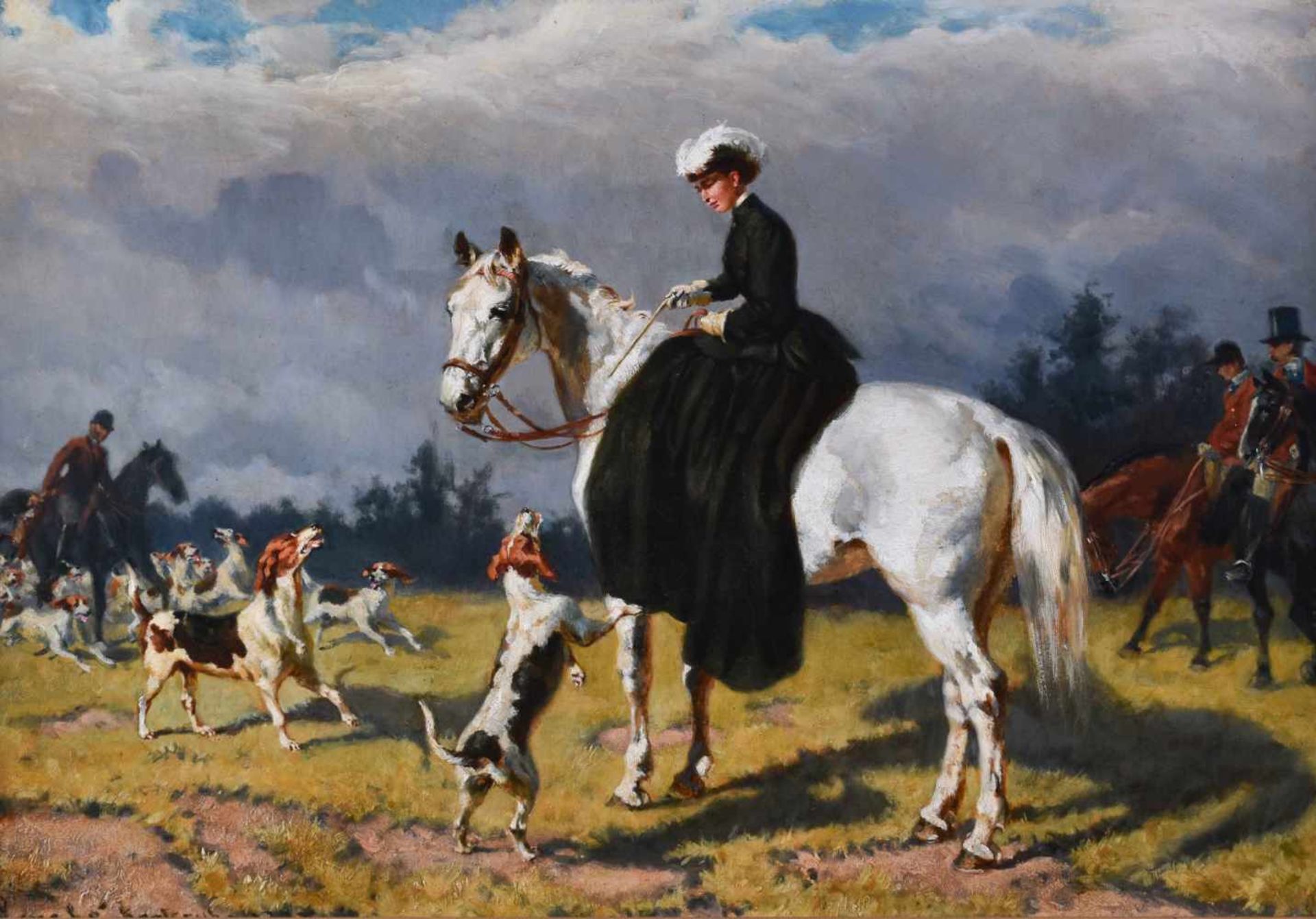 Wilhelm EMELE (1830-1905)"Kaiserin Sissi bei der Jagd"Gemälde Öl/Leinwand, 43 cm x 62 cm, im