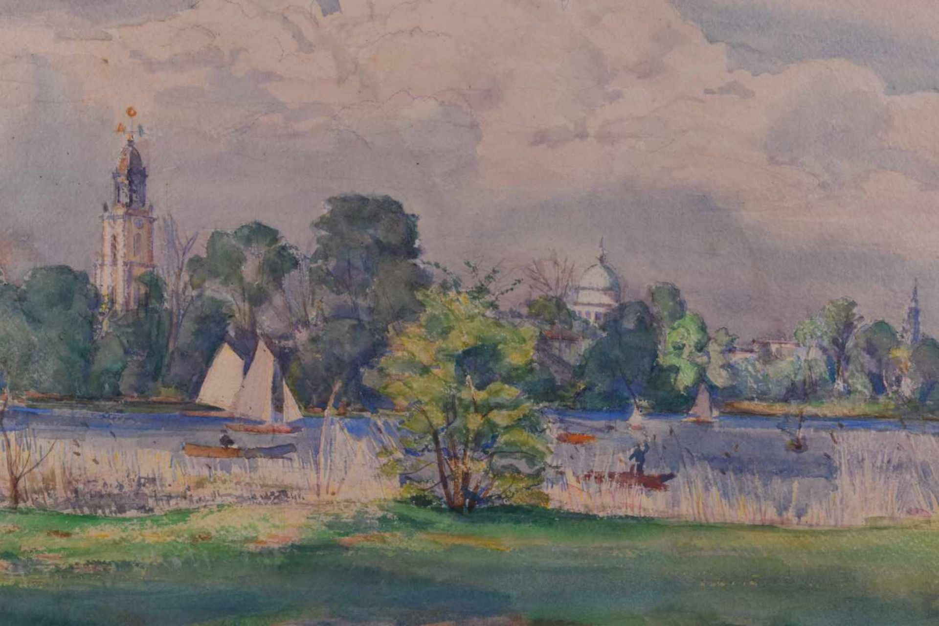 Otto HEINRICH (1891-1967)"An der Havel mit Blick auf Potsdam"Zeichnung-Aquarell, Sichmaß 42,5 cm x - Bild 2 aus 5