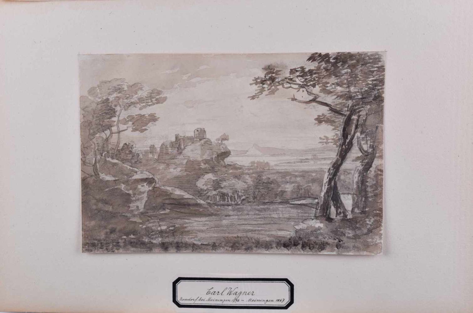 Carl WAGNER (1796-1867)"Thüringische Landschaft"Zeichnung- Tusche/Feder, 19,5 cm x 29 cm,unter