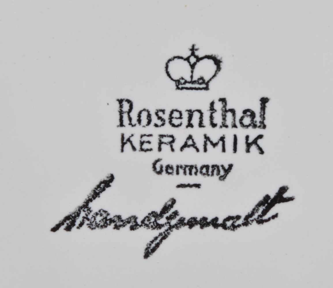 großer Wandteller Rosenthal Keramikfarbig mit Sonnenblumen staffiert, handgemalt, gemarkt, Ø 41 - Image 4 of 4