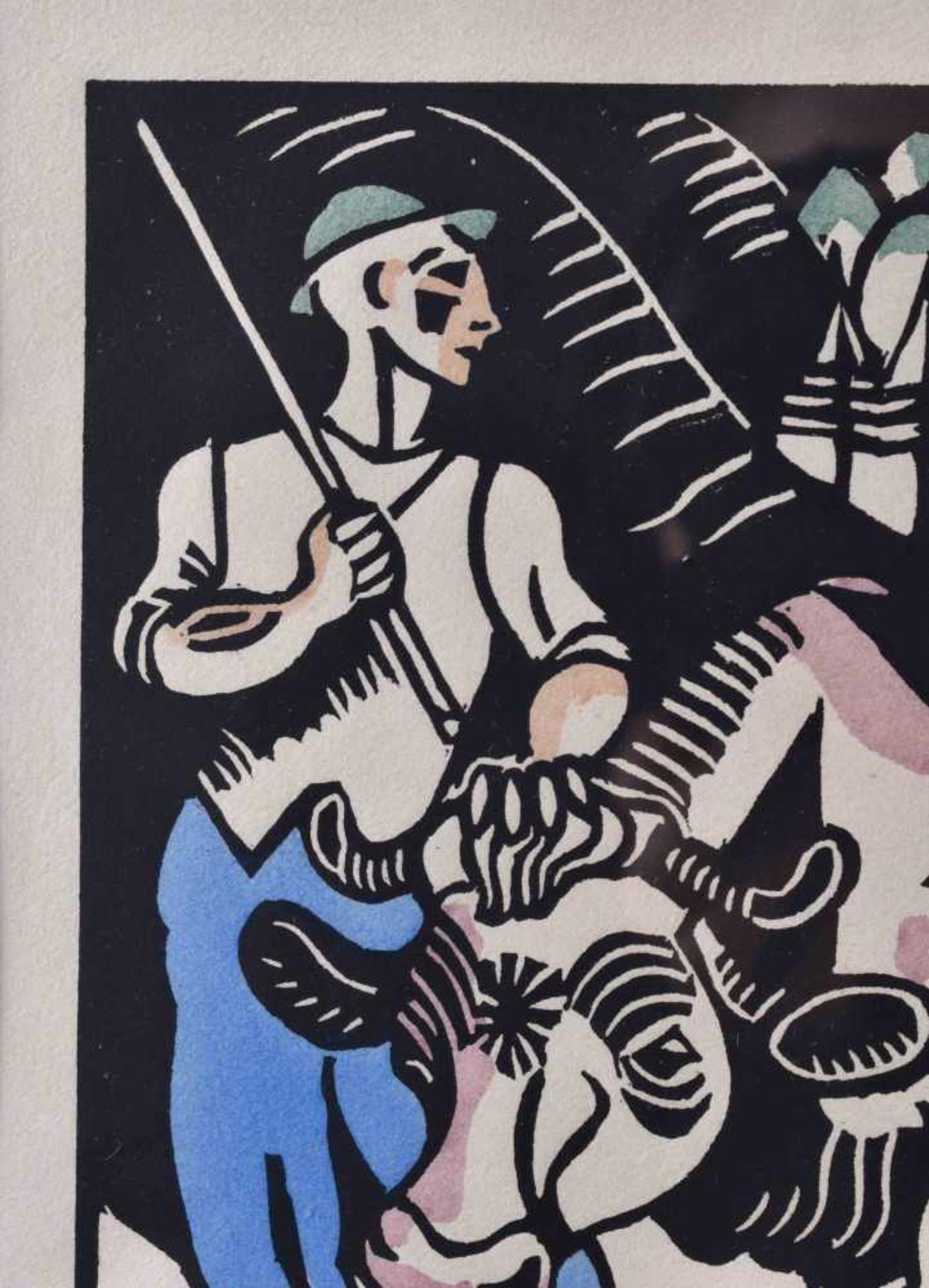 Richard SEEWALD (1889-1976)"der Hirte"Grafik-colorierter Holzschnitt, Sichtmaß 26 cm x 19,5 - Bild 2 aus 3