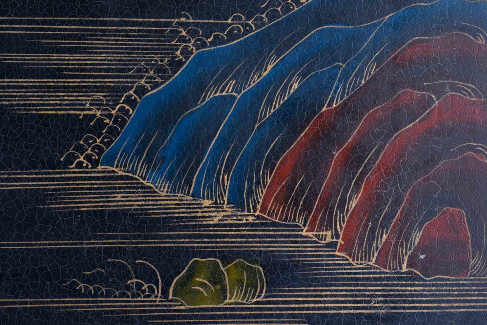 Imposanter Höfischer Stellschirm China Qing Periode, Guangxù?schauseitig Darstellung einer - Image 8 of 9