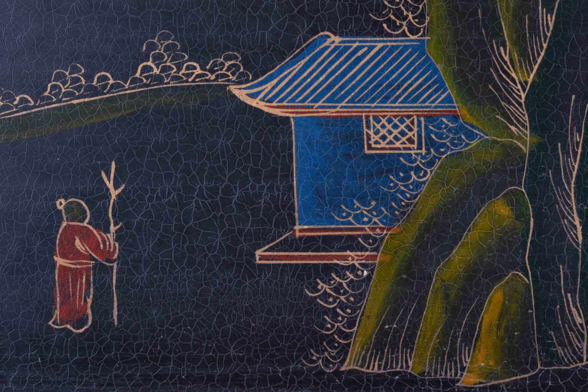 Imposanter Höfischer Stellschirm China Qing Periode, Guangxù?schauseitig Darstellung einer - Image 7 of 9