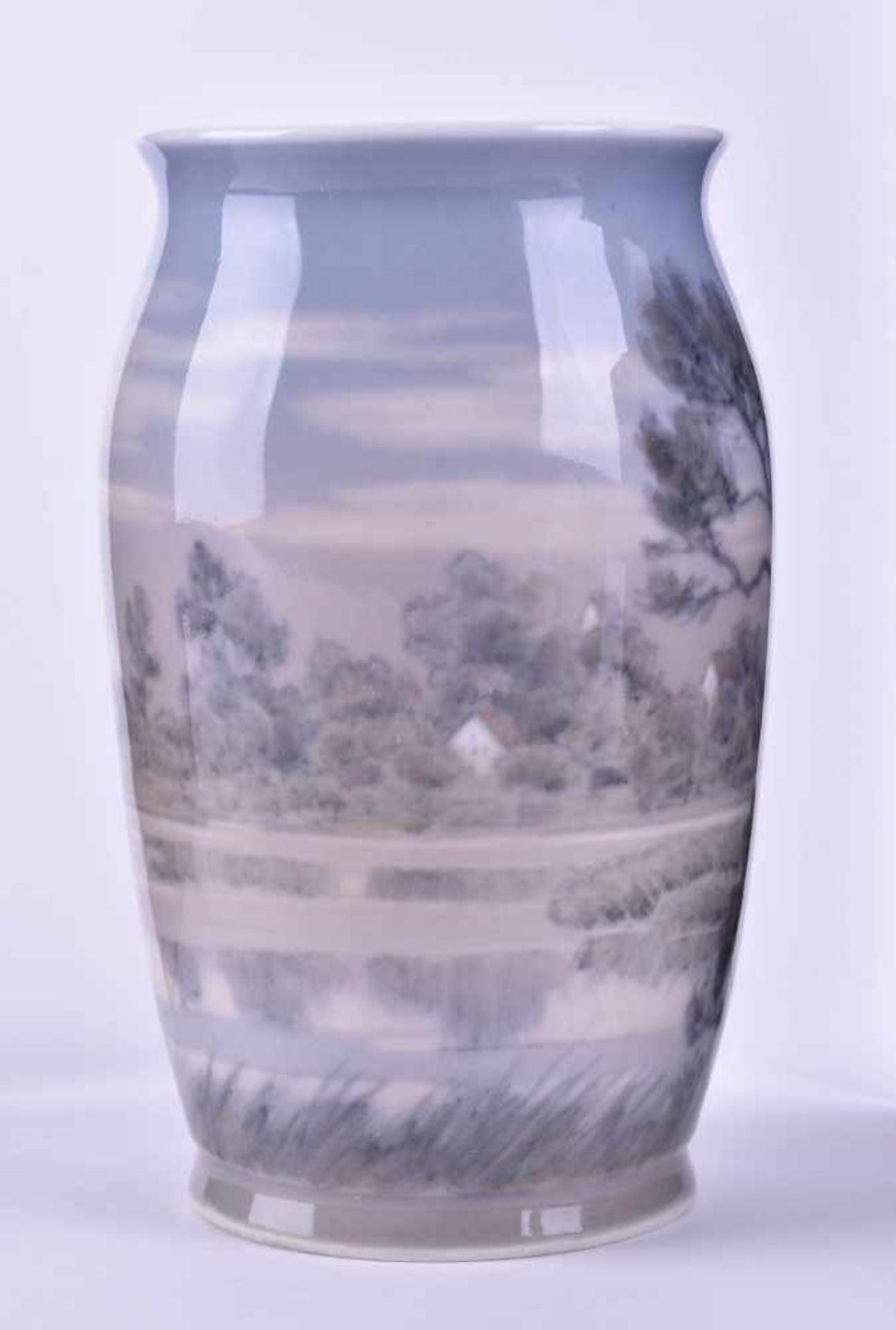 DAHL-JENSEN, Kopenhagen um 1920"Flusslandschaft ", Vase, Porzellan, Dekor: Arthur Boesen, - Bild 2 aus 4