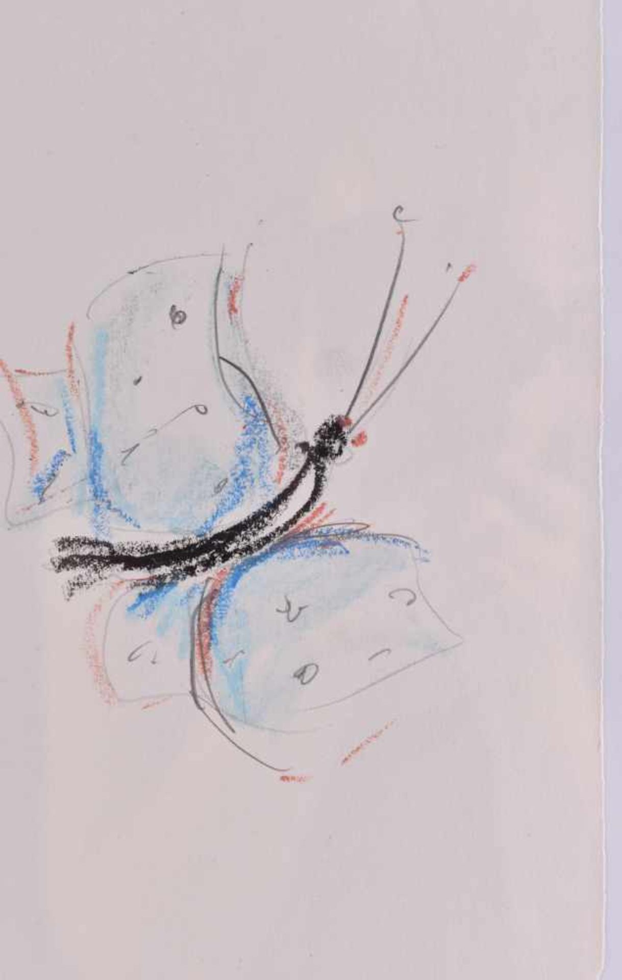 Marie KIESOW (21.Dezember 1943)"Selbstbildnis mit Schmetterling"Zeichnung, Graphit/Farbkreide, 53, - Bild 3 aus 4