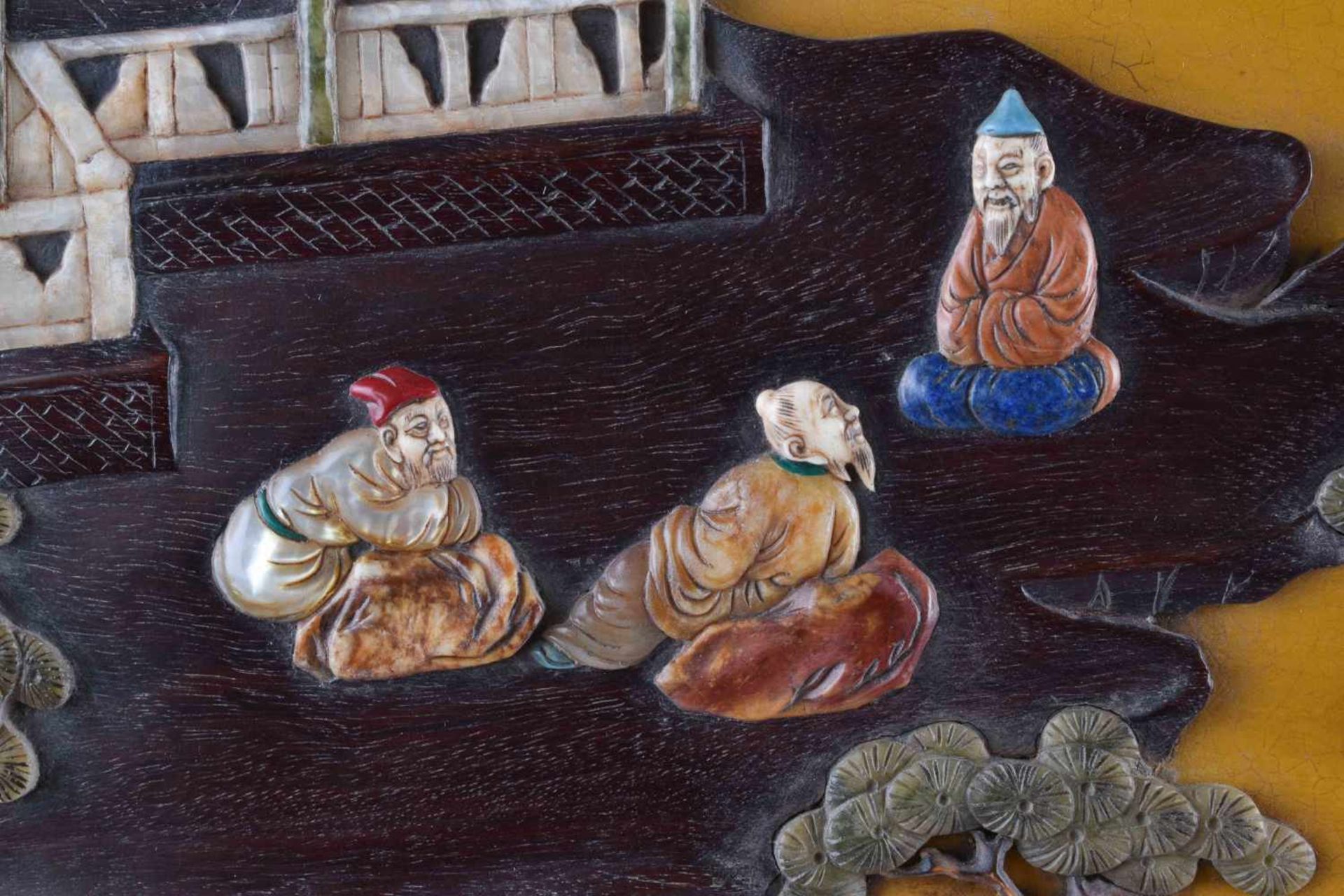 Imposanter Höfischer Stellschirm China Qing Periode, Guangxù?schauseitig Darstellung einer - Image 3 of 9
