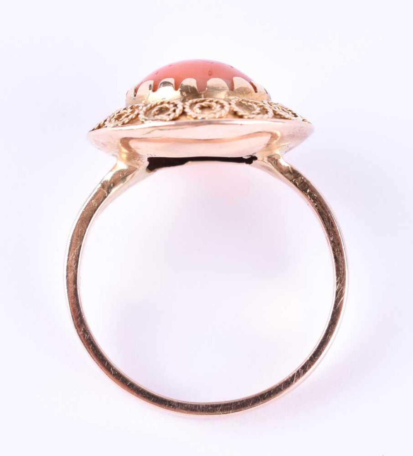 Korallen RingGG 585/000, RG ca. 58, Gesamtgewicht ca. 6 gCoral ringyellow gold 585/000, ring size - Bild 3 aus 5