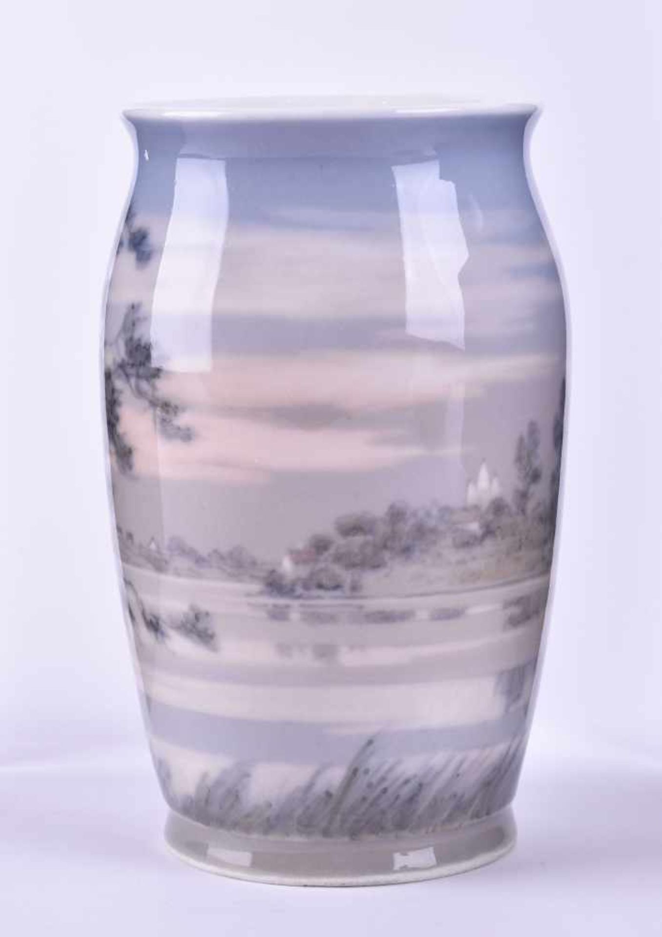 DAHL-JENSEN, Kopenhagen um 1920"Flusslandschaft ", Vase, Porzellan, Dekor: Arthur Boesen, - Bild 3 aus 4