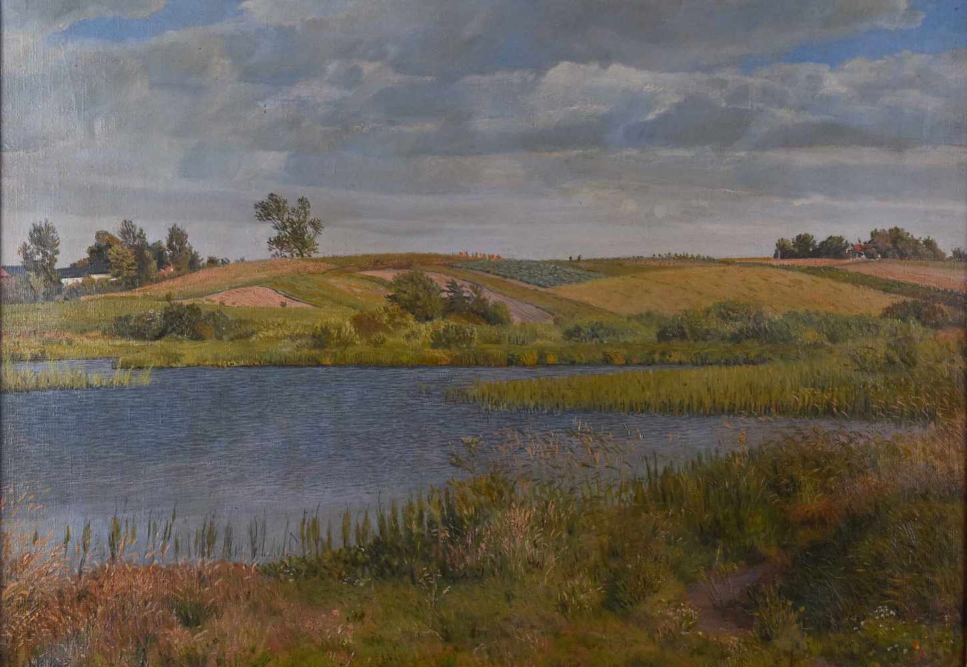 Svend KIRK (XX)"Ribe im July"Gemälde Öl/Leinwand 62 cm x 80,5 cm,links unten signiert und datiert
