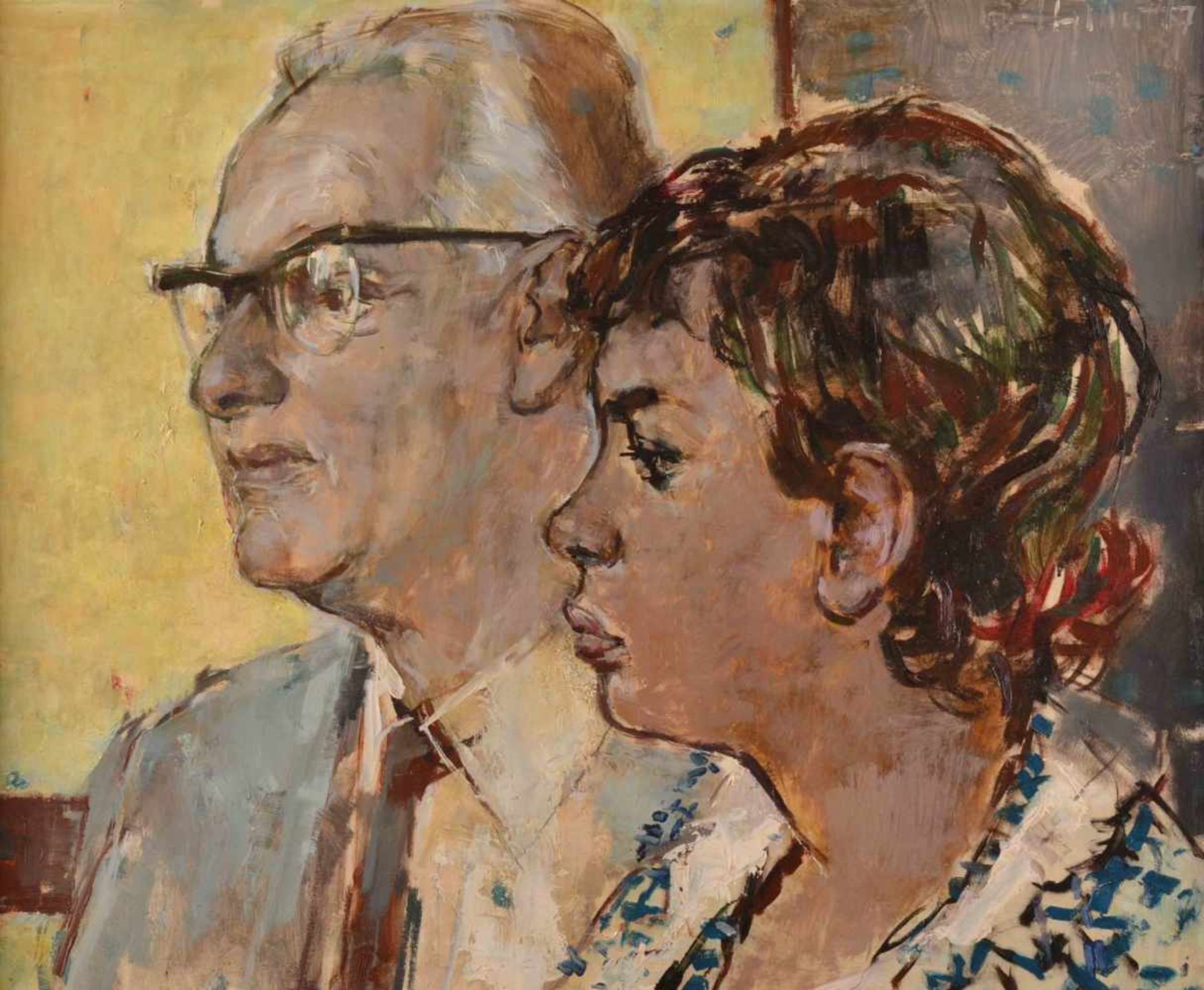 Bert HELLER (1912-1970)"Hoteldirektor Krebs mit seiner Tochter Angelika"Gemälde Öl/Hartfaser, 50