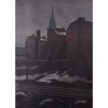 Manfred BUTZMANN (1942)"Stadtbahn im Winter"Grafik-Farblithografie, Sichtmaß 68 cm x 49,5 cm,links