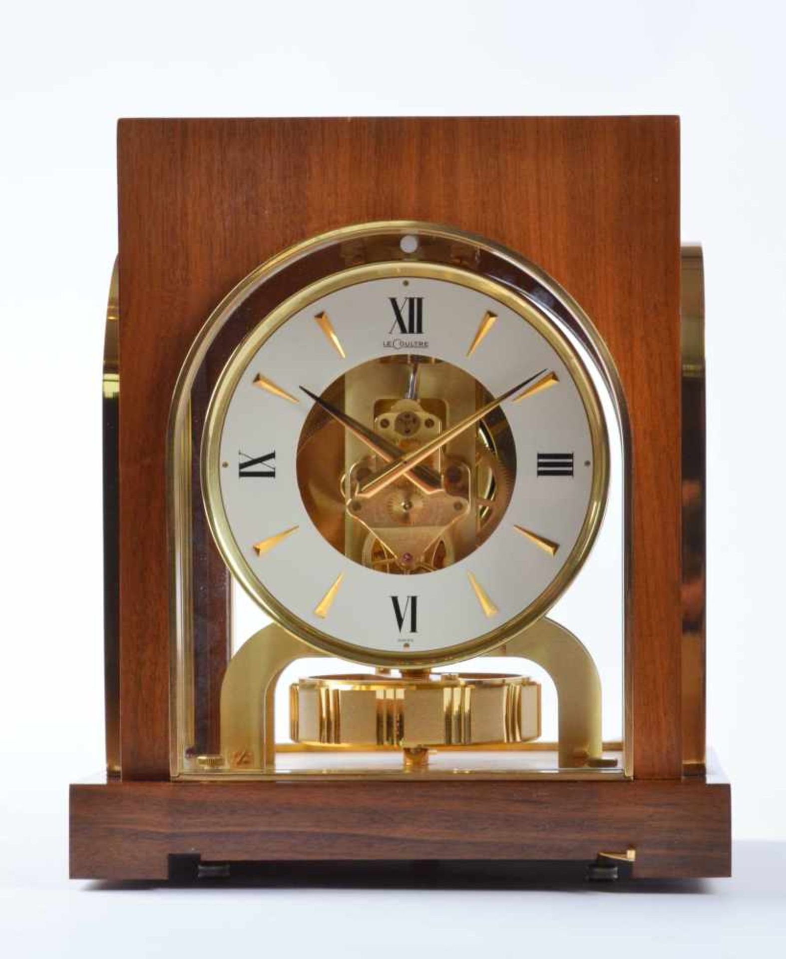 seltene Cosmos Clock-Jaeger le Coultre AtmosRundum verglastes Holzgehäuse, Frontscheibe